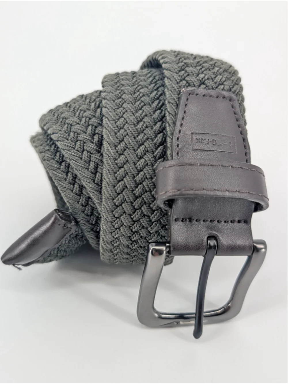 Nike G-Flex Golf Belt Mens M 36-38 Army Green Gray Woven Stretch Braided Swoosh
